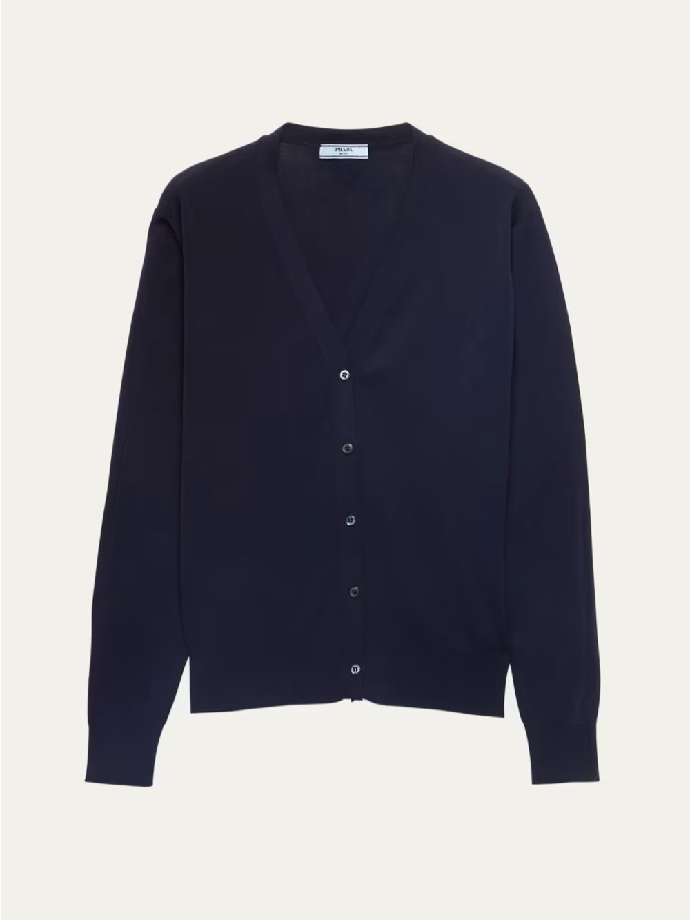 Prada Dark Navy V-Neck Button-Up Cardigan